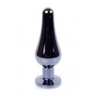Анальна пробка з нержавіючої сталі з каменем Plug-Jewellery Dark Silver BUTT PLUG-Light Blue