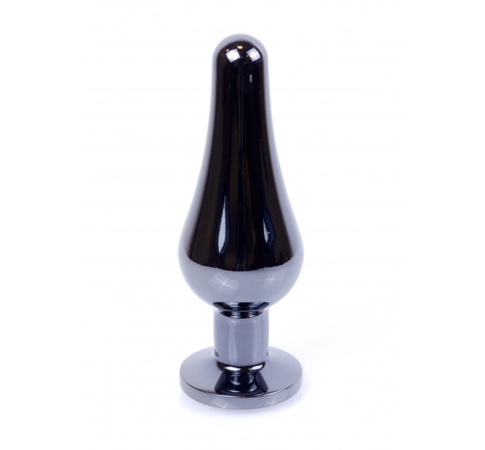 Анальна пробка з нержавіючої сталі з каменем Plug-Jewellery Dark Silver BUTT PLUG-Light Blue