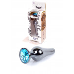 Анальна пробка з нержавіючої сталі з каменем Plug-Jewellery Dark Silver BUTT PLUG-Light Blue