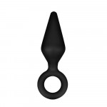 Анальний плаг із кільцем-стопером Anal Adventures Platinum Silicone чорний, 11.4 х 3.1 см