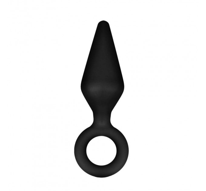 Анальний плаг із кільцем-стопером Anal Adventures Platinum Silicone чорний, 11.4 х 3.1 см