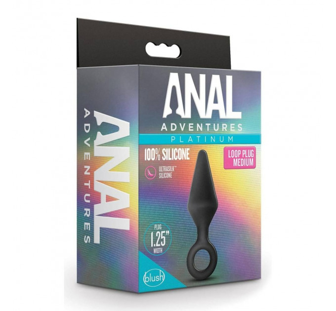 Анальний плаг із кільцем-стопером Anal Adventures Platinum Silicone чорний, 11.4 х 3.1 см