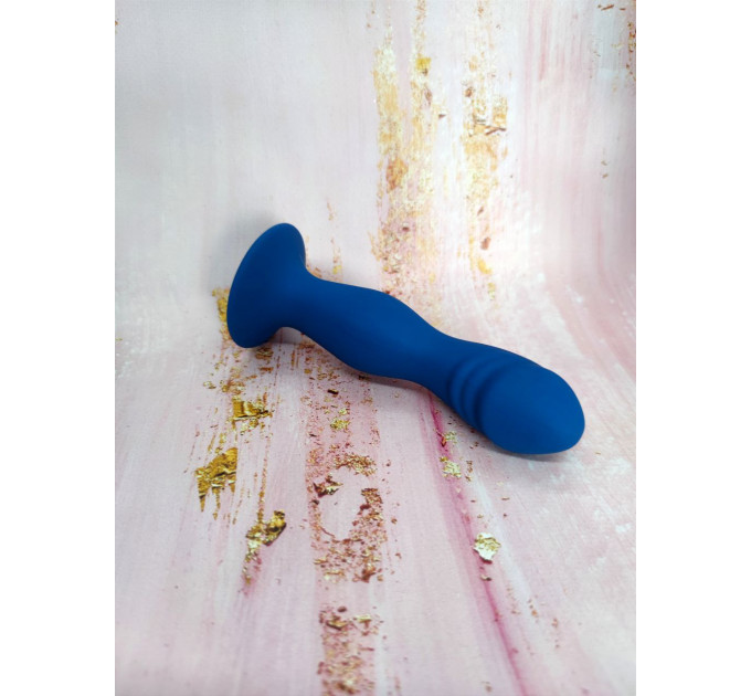 Анальный плаг в форме пениса Loveshop M синий 16*3.5 см