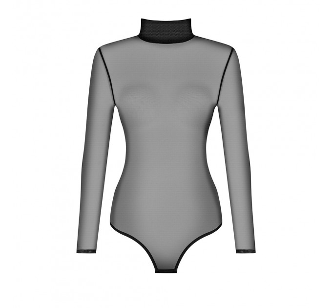 Боди Obsessive B136 из полупрозрачной ткани, черный, XS/S