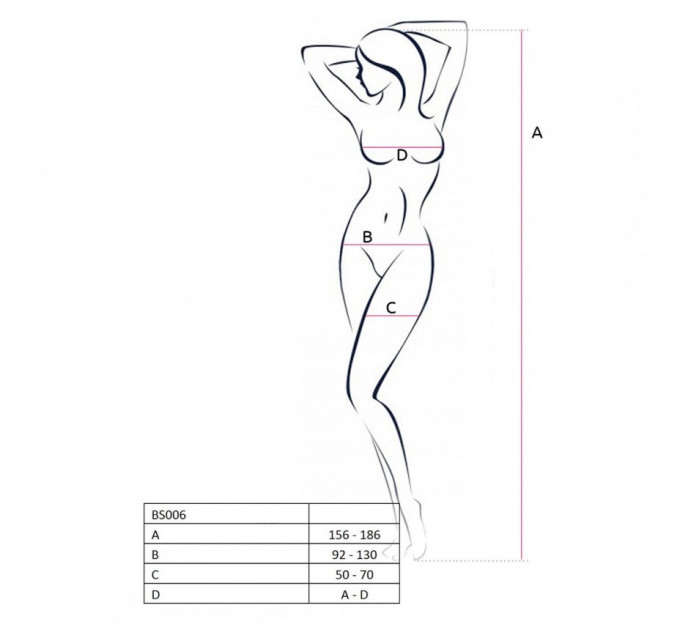 Бодистокинг Passion BS006 в мелкую сетку на тонких бретелях, черный, S-L