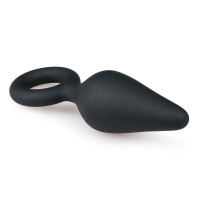 Анальная пробка со стоппером-кольцом Easytoys, силиконовая, чёрная, 8.5 х 2.5 см