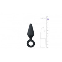 Анальная пробка со стоппером-кольцом Easytoys, силиконовая, чёрная, 8.5 х 2.5 см