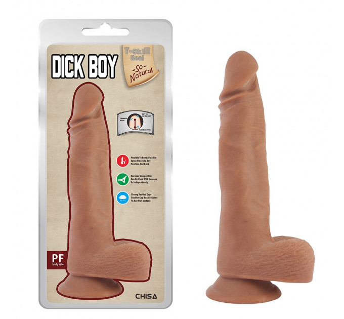 Фаллоимитатор с мошонкой на присоске Chisa T-skin ReaL Dick Boy, бежевый
