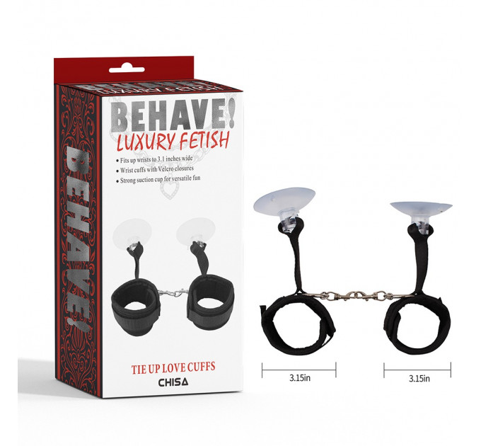 Фиксаторы для рук Chisa Behave! Tie Up Love Cuffs на присоске, черные