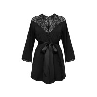 Халат чорний Obsessive Bellastia peignoir XS/S