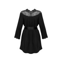 Халат чорний Obsessive Bellastia peignoir XS/S