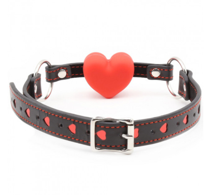 Кляп DS Fetish Mouth gag heart red/black