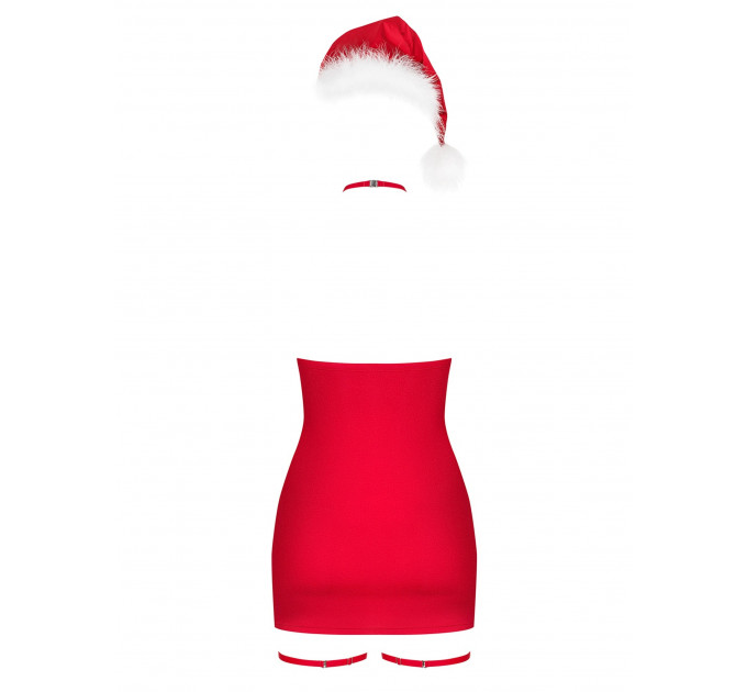 Комплект- платье и шапка Санты Obsessive Kissmas chemise, красный, XXL