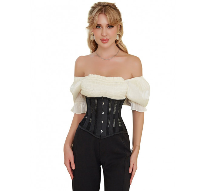Корсет из сетки Star Night Steel Bones Grid Corsets с крючками и шнуровкой, черный, L (без коробки)