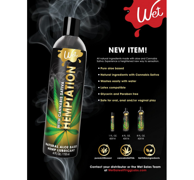 Лубрикант с экстрактом каннабиса на основе алоэ Wet Hemptation, 30 мл