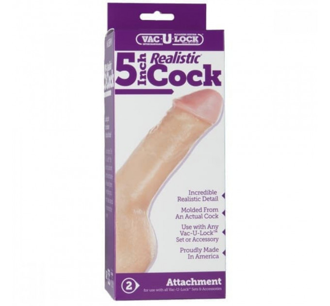 Насадка на страпон реалістична з кріпленням Vac-U-Lock Doc Johnson 5 Inch Realistic Cock