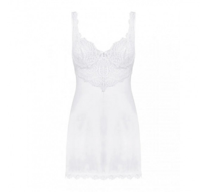 Пеньюар Obsessive Amor Blanco кружевной, с трусиками в комплекте, белый, L/XL
