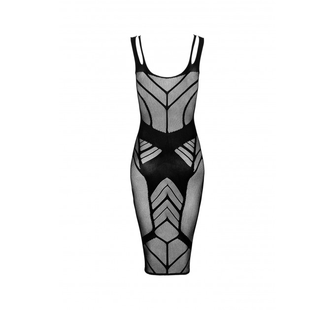 Платье черное Obsessive D609 с геометрическими узорами, S/M/L