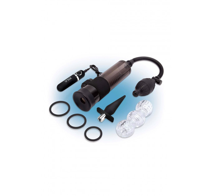 Помпа для пениса Zolo Ultimate Performance Set включающая в себя набор из 6 предметов, черный