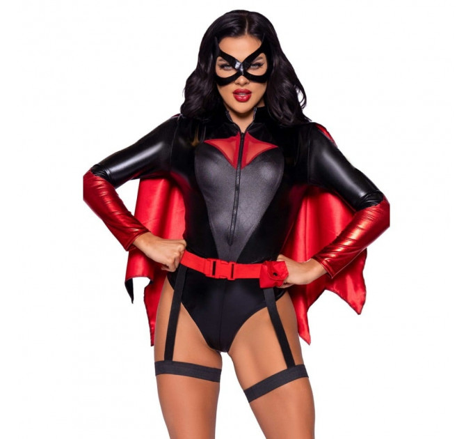 Сексуальный костюм Leg Avenue Bat Woman, XS, из 4 предметов, черно-красный