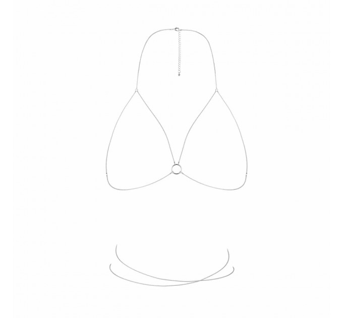 Цепочка портупея Bijoux Indiscrets Magnifique Bra Chain - Silver, украшение на тело