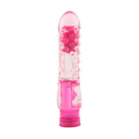 Вібратор із рельєфом Chisa Crystal Jelly Pleaser на батарейках, рожевий