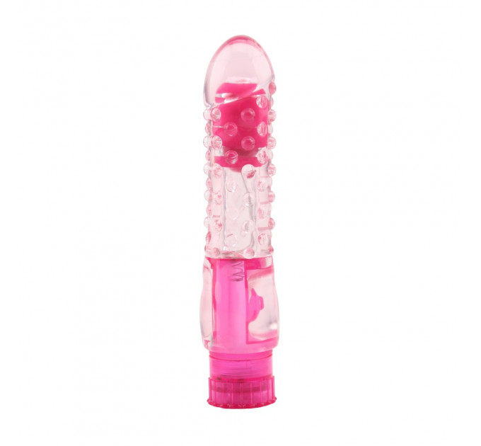 Вибратор с рельефом Chisa Crystal Jelly Pleaser на батарейках, розовый