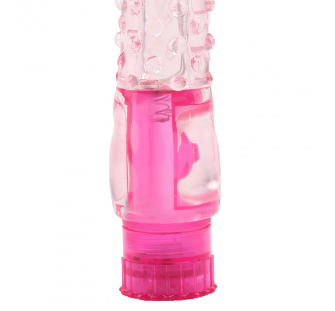 Вибратор с рельефом Chisa Crystal Jelly Pleaser на батарейках, розовый