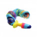 Анальная радужная пробка XR brands Rainbow Unicorn Anal Plug With Tail с хвостом