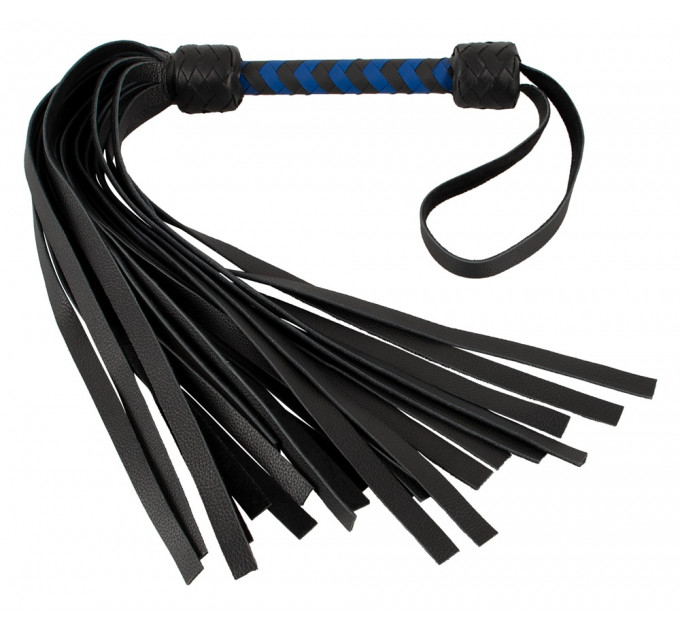Флогер кожаный ZADO TOOLS Leather Flogger с плетенной ручкой, черно-синий