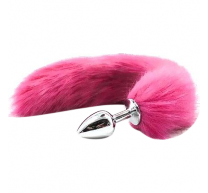 Анальна пробка S лисий хвіст DS Fetish Anal plug S faux fur fox tail Pink polyeste