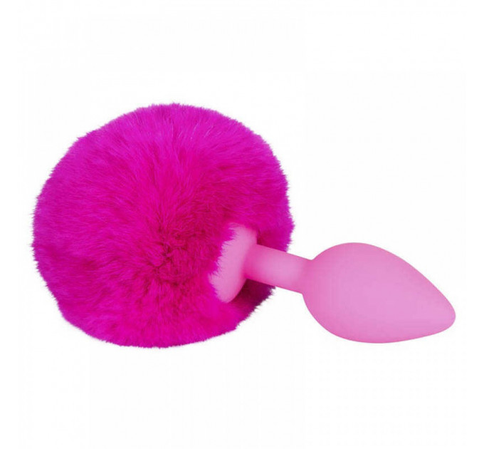 Анальная пробка с помпоном Pink Colorful Joy Bunny Tail Plug, силикон