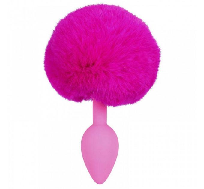 Анальная пробка с помпоном Pink Colorful Joy Bunny Tail Plug, силикон