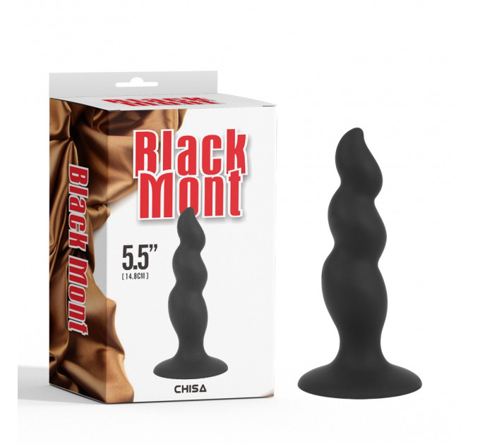 Анальна пробка із хвилястою поверхнею Chisa Black Mont чорна, 4.8 см