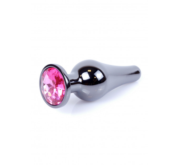 Анальна пробка з нержавіючої сталі з каменем Plug-Jewellery Dark Silver BUTT PLUG-Pink