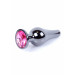 Анальна пробка з нержавіючої сталі з каменем Plug-Jewellery Dark Silver BUTT PLUG-Pink