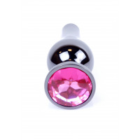 Анальна пробка з нержавіючої сталі з каменем Plug-Jewellery Dark Silver BUTT PLUG-Pink