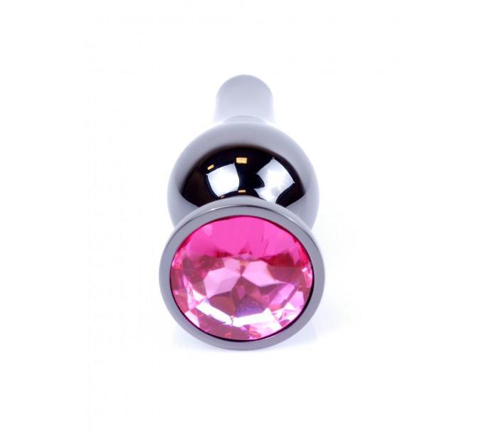 Анальна пробка з нержавіючої сталі з каменем Plug-Jewellery Dark Silver BUTT PLUG-Pink