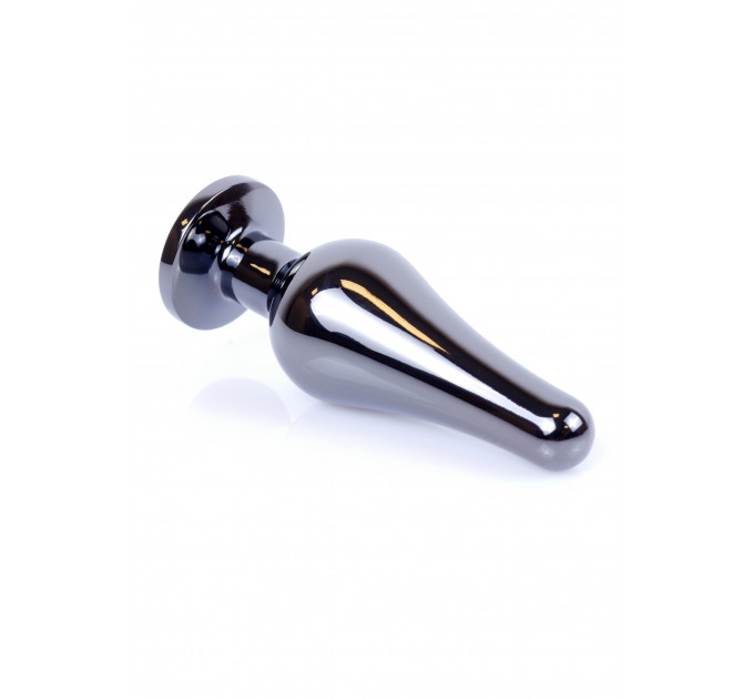 Анальна пробка з нержавіючої сталі з каменем Plug-Jewellery Dark Silver BUTT PLUG-Pink