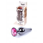 Анальна пробка з нержавіючої сталі з каменем Plug-Jewellery Dark Silver BUTT PLUG-Pink