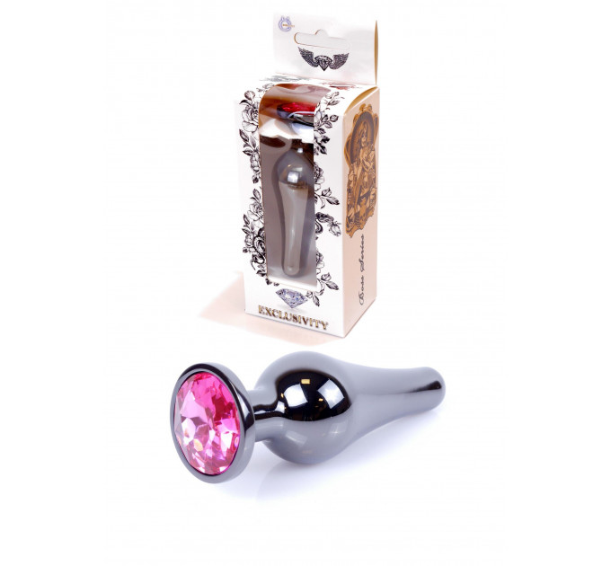 Анальна пробка з нержавіючої сталі з каменем Plug-Jewellery Dark Silver BUTT PLUG-Pink