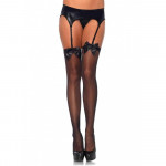 Чулки с бантиком Leg Avenue Sheer Thigh Highs, черные, O/S