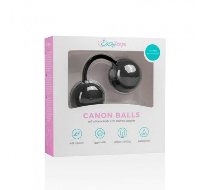 Вагинальные шарики со смещенным центром притяжения Easytoys, силиконовые, черные, 20 х 3.7