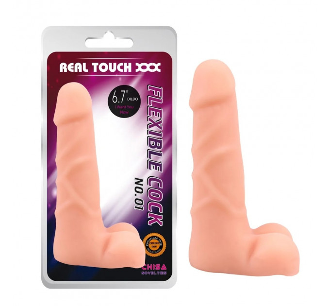 Фаллоимитатор реалистичный с хребтом Chisa Real Touch XXX и мошонкой, бежевый