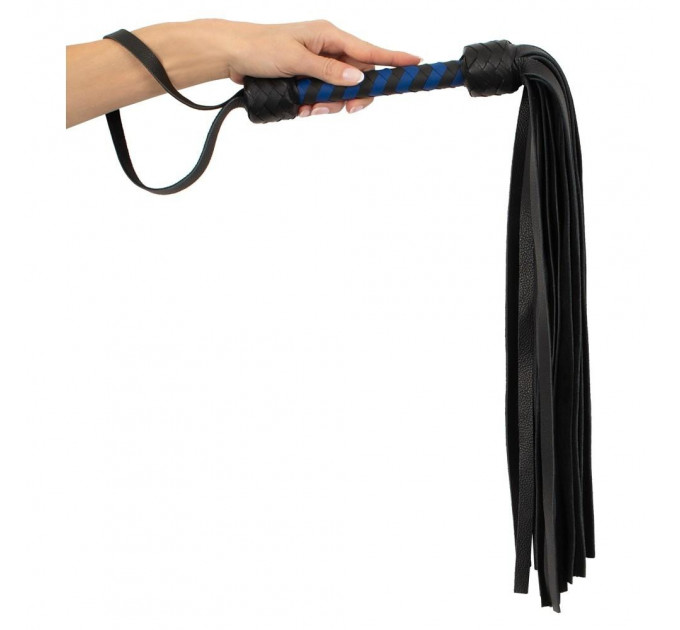 Флогер кожаный ZADO TOOLS Leather Flogger с плетенной ручкой, черно-синий