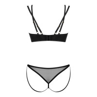 Комплект білизни із вставками із сіточки, Nesari 2-pcs set, чорний, XS/S