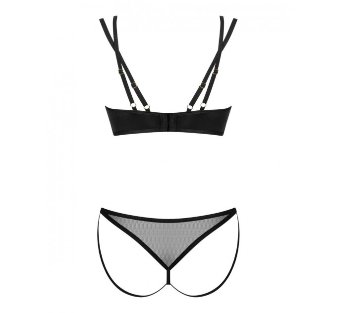 Комплект белья со вставками из сеточки, Nesari 2-pcs set, черный, XS/S