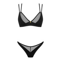 Комплект білизни із вставками із сіточки, Nesari 2-pcs set, чорний, XS/S