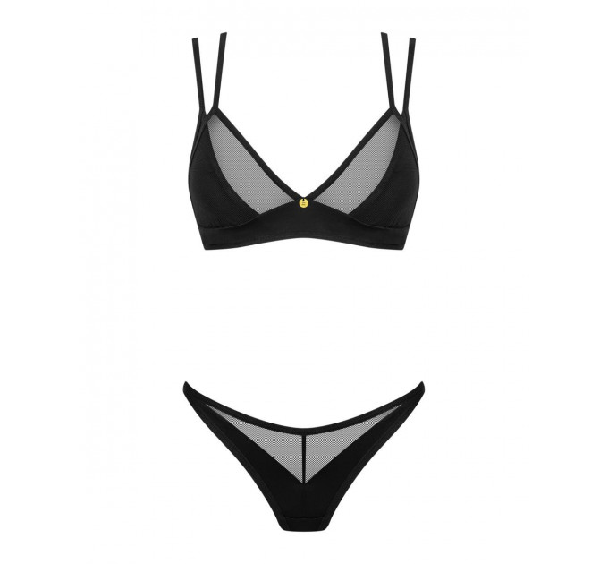 Комплект белья со вставками из сеточки, Nesari 2-pcs set, черный, XS/S
