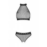 Комплект білизни в сіточку з відкритим доступом MOONLIGHT SET black S/M - Passion